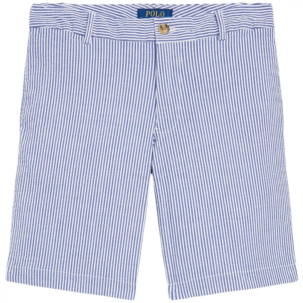Seersucker Preppy Shorts - Blå/Hvid