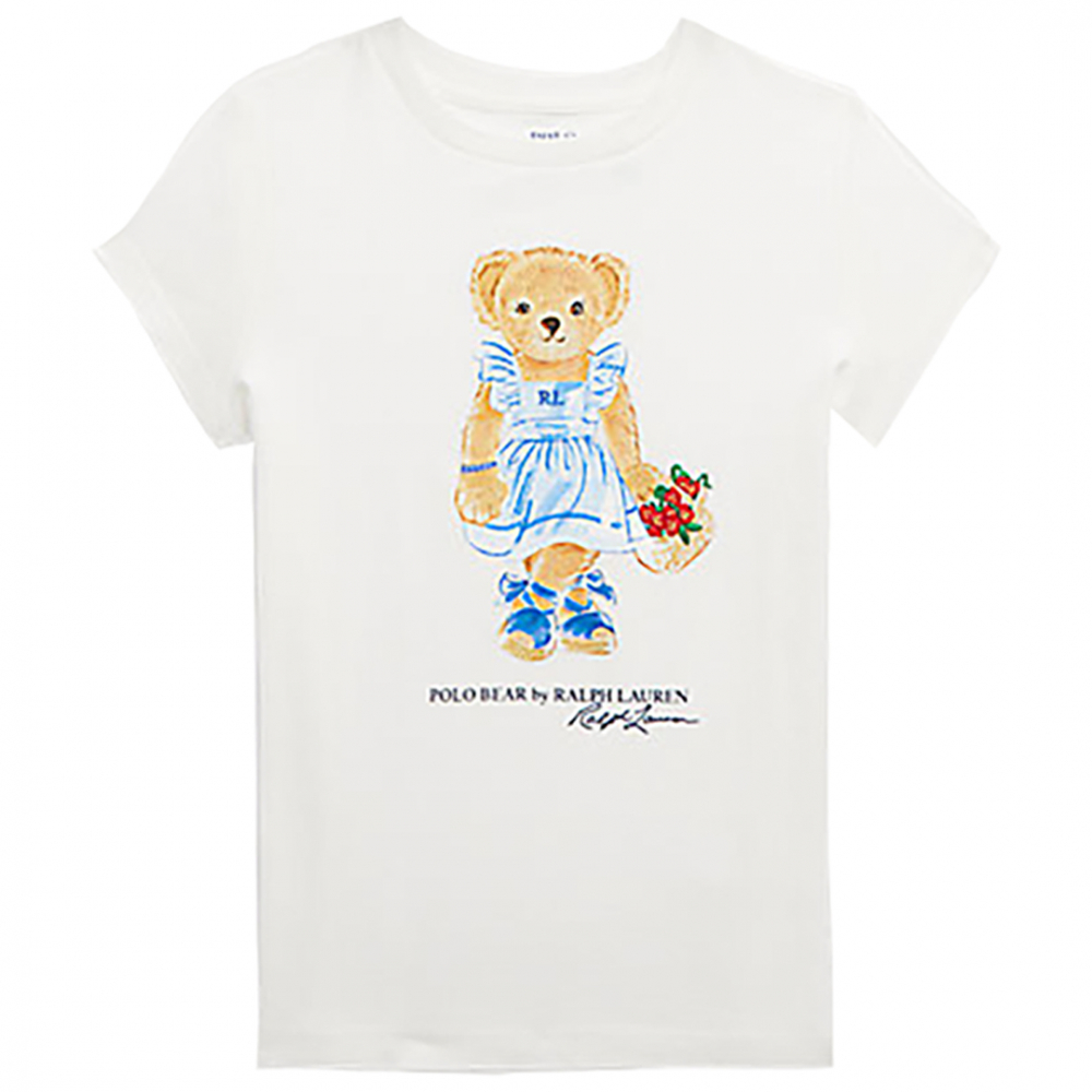 Ralph Lauren T-shirt m/Bamsemotiv - Hvid | Kalle Børnetøj & Sko