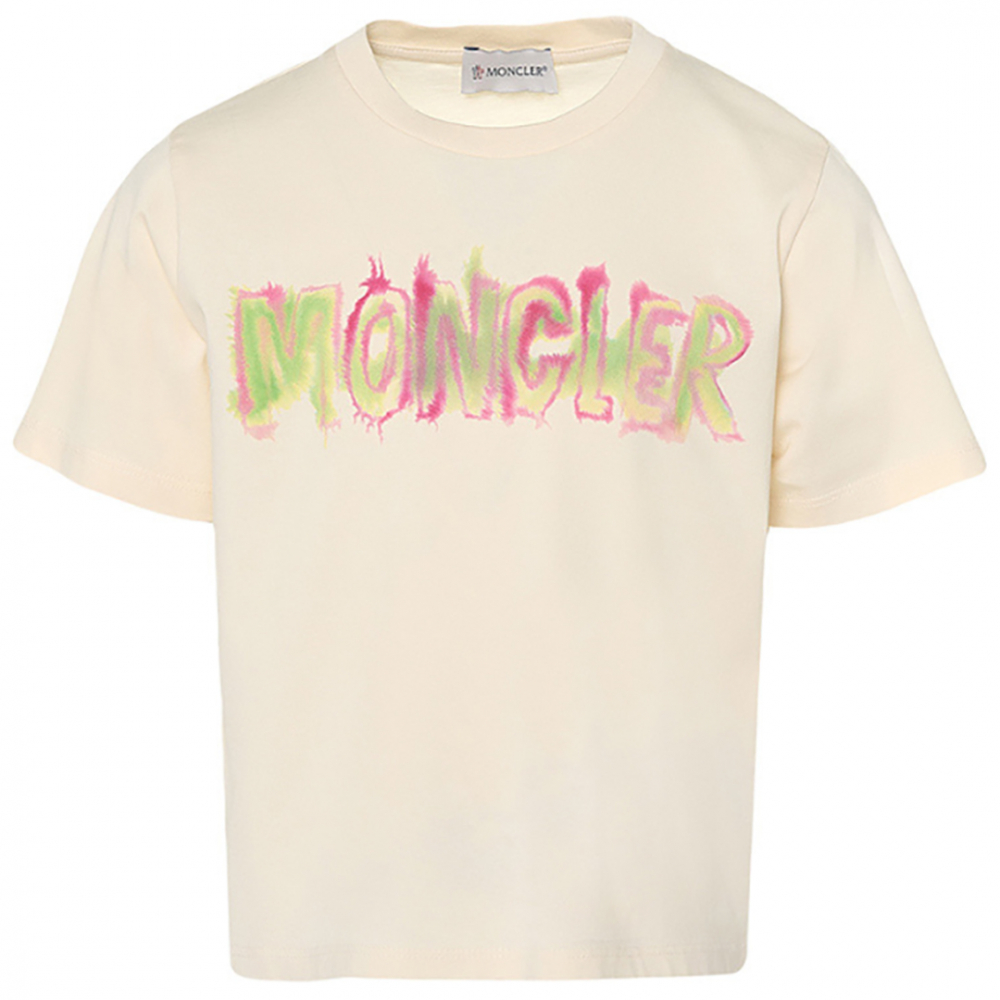 Moncler Børn T-shirt m/Sprayet Logo - Nude | Kalle Børnetøj & Sko