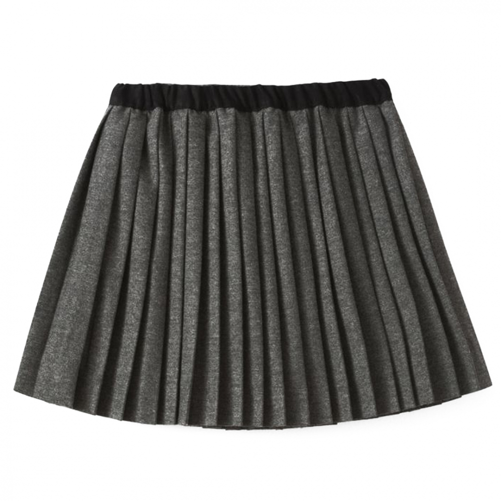 Plisseret Nederdel m/elastikbånd - Mørkegrå