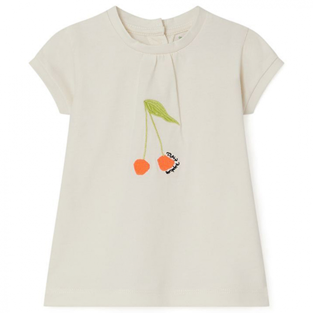 Bonpoint T-Shirt m/kirsebær Off White/Orange | Kalle Børnetøj & Sko