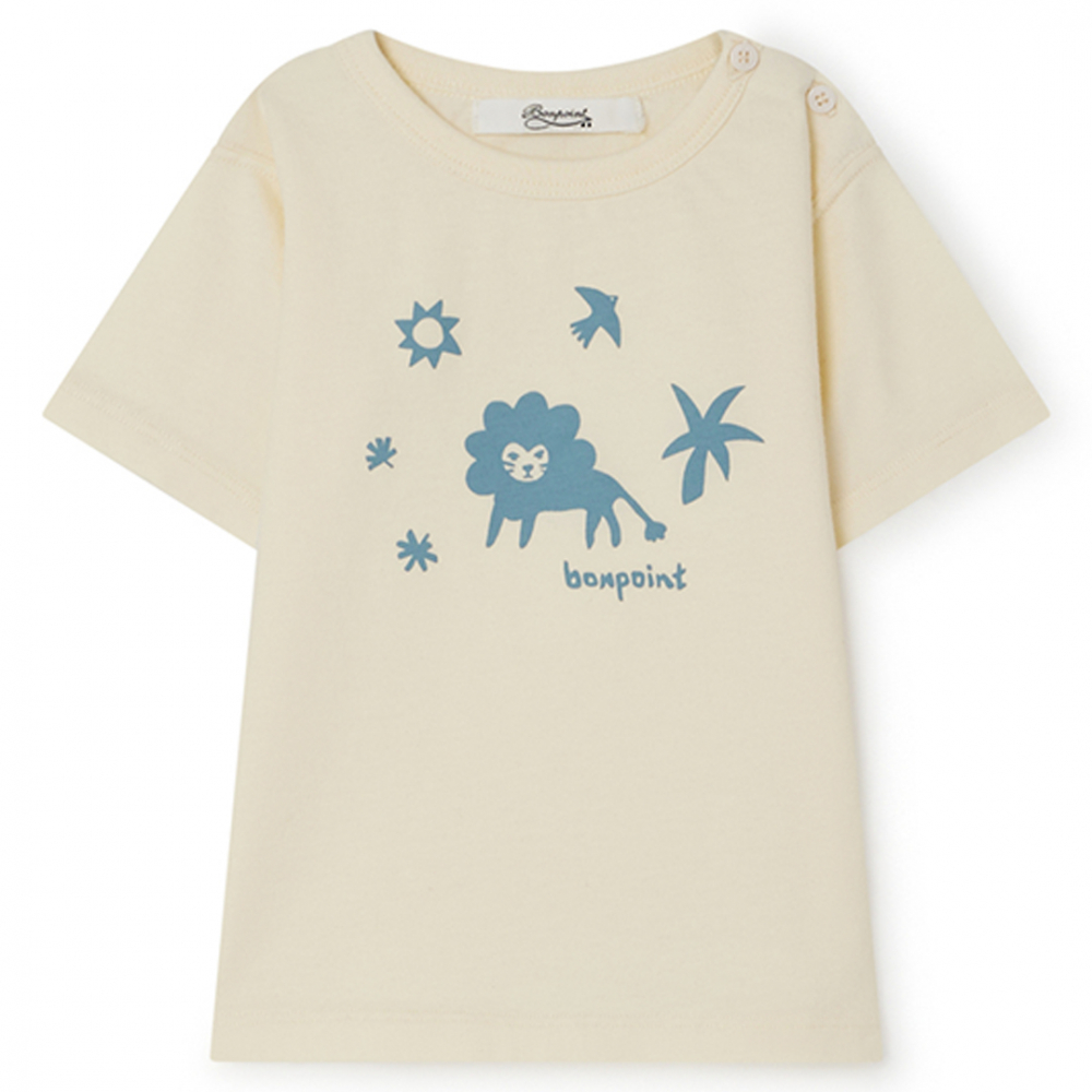 Bonpoint T-shirt m/motiv af løve Vanilla/Multi | Kalle Børnetøj & Sko