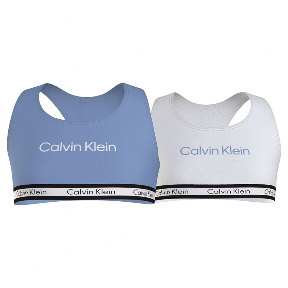 Calvin Klein Underwear Bralette 2-pack Moderate Blue/Hvid | Kalle Børnetøj & Sko
