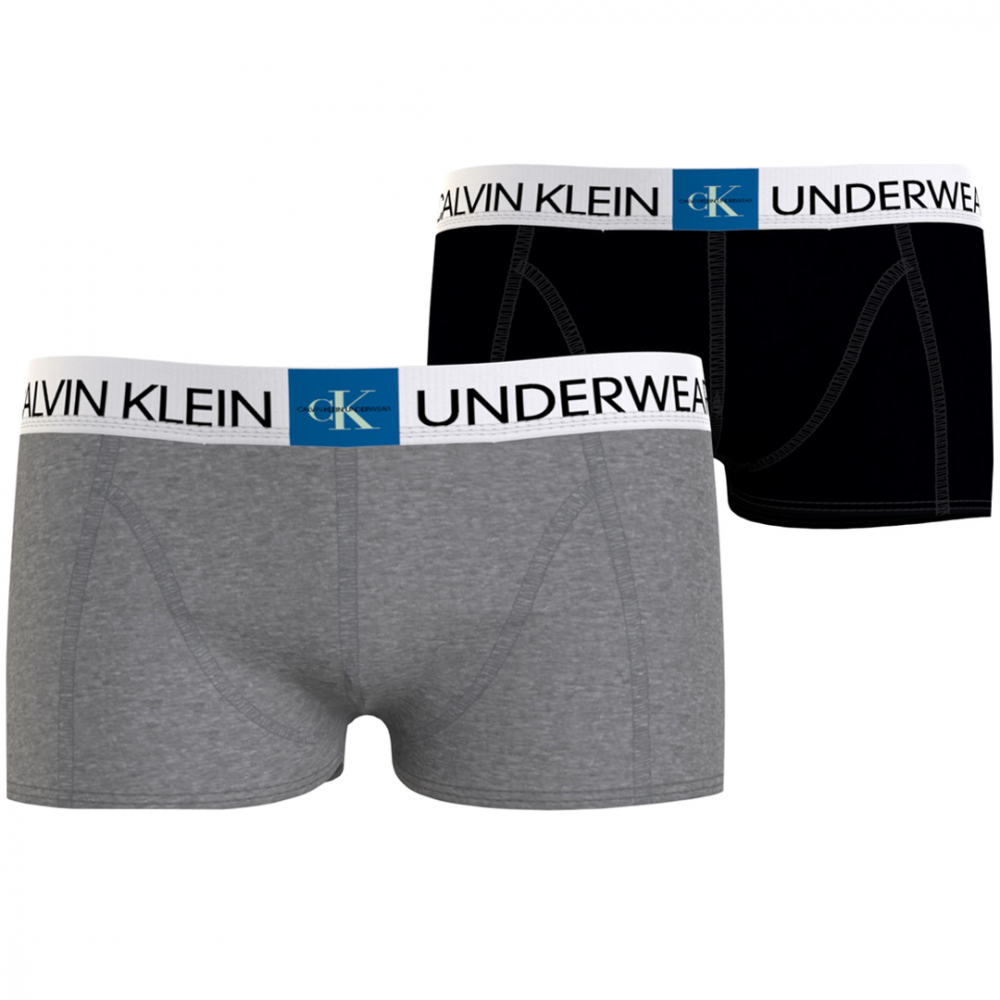 Calvin Underwear Trunk Boxer 2-pack Sort/Grå/Blå | Kalle Børnetøj &