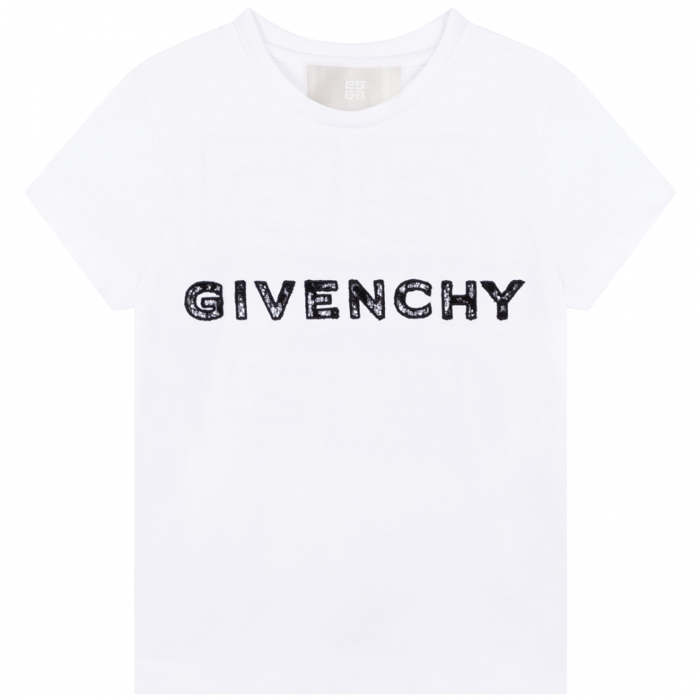 Givenchy T-shirt m/logo i blonder Hvid/Sort | Kalle Børnetøj & Sko