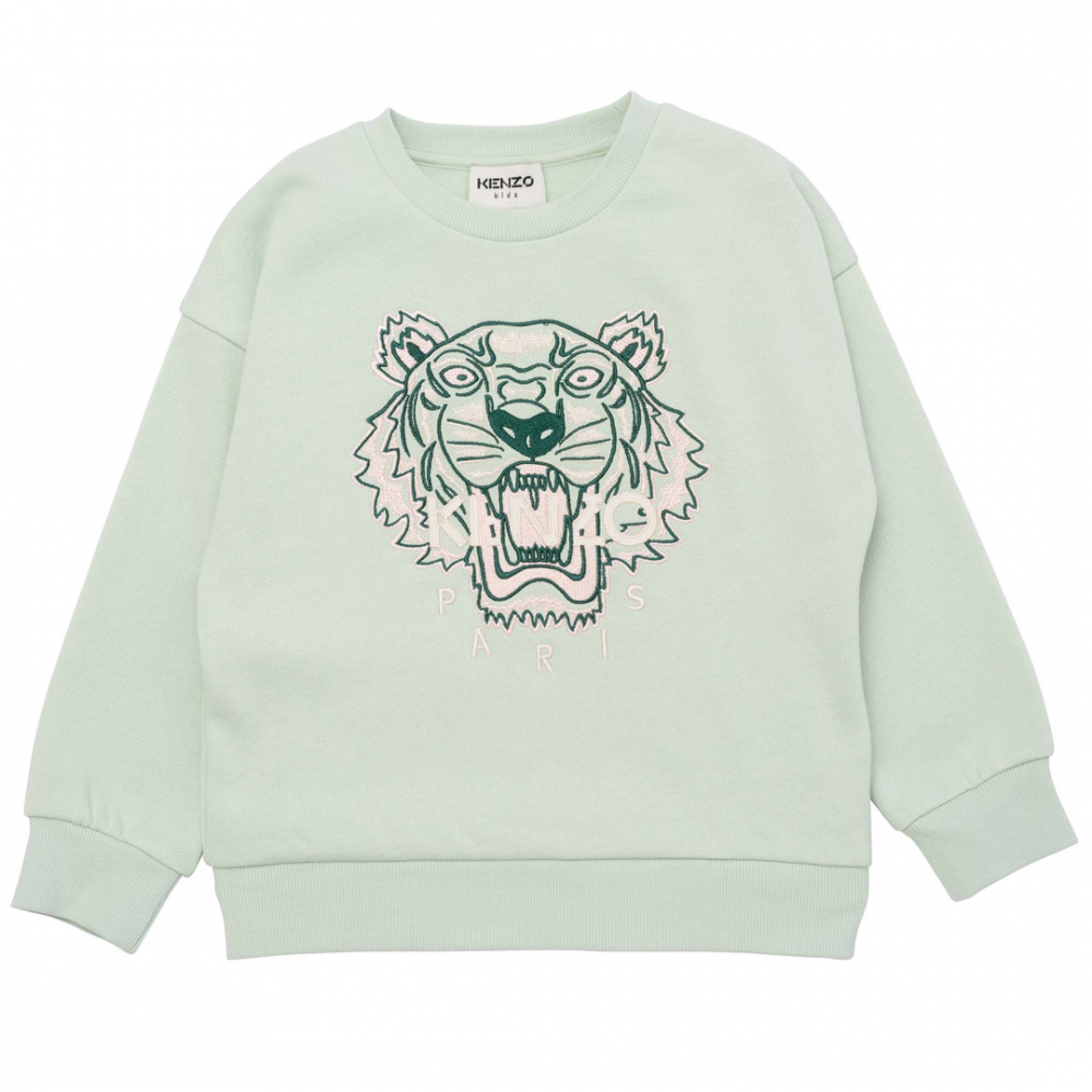 Sweatshirt m/motiv af tiger - Mint/Grøn
