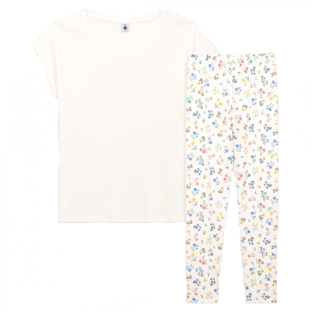 Petit Bateau Pyjamas m/korte ærmer Hvid/Blomst | Kalle Børnetøj & Sko