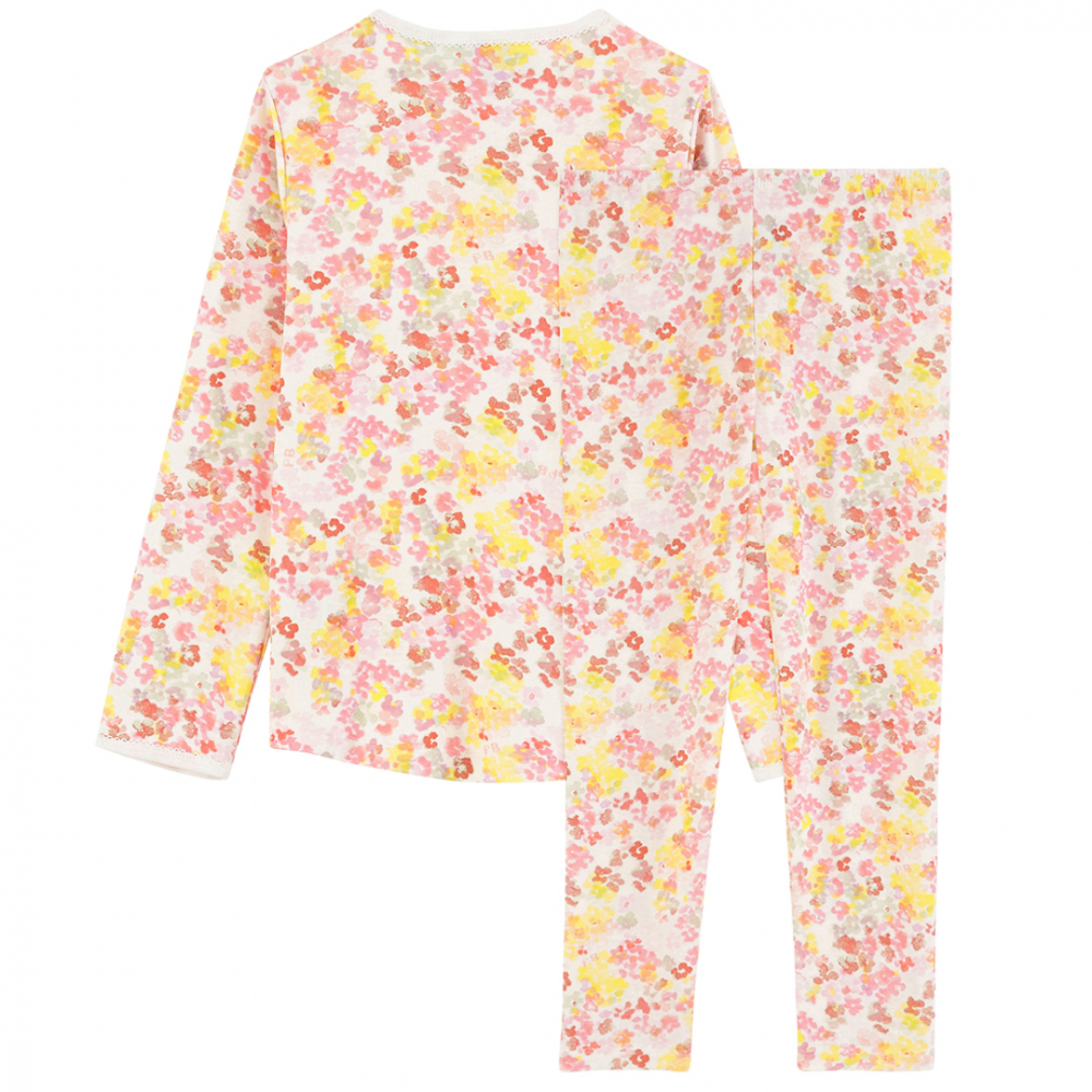 Pyjamas m/blomsterprint - Hvid/Rosa/Gul