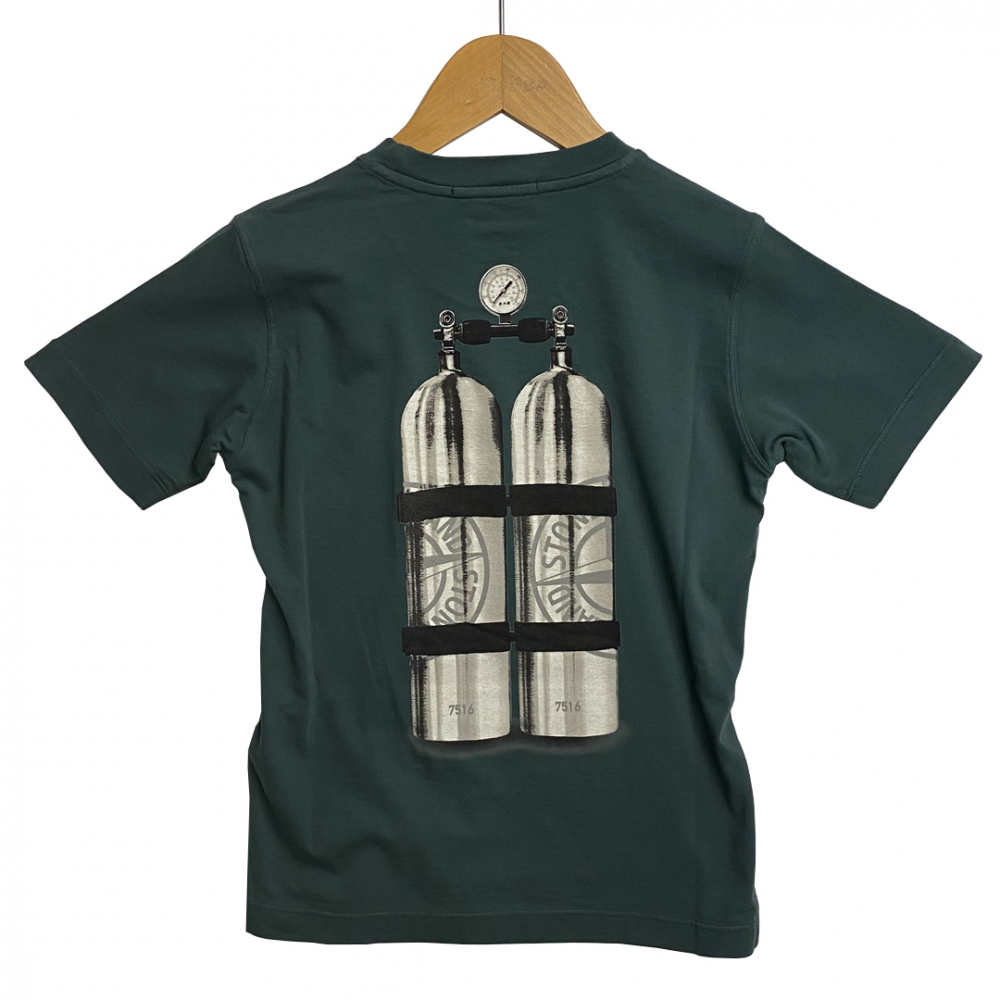 T-Shirt m/motiv - Flaskegrøn