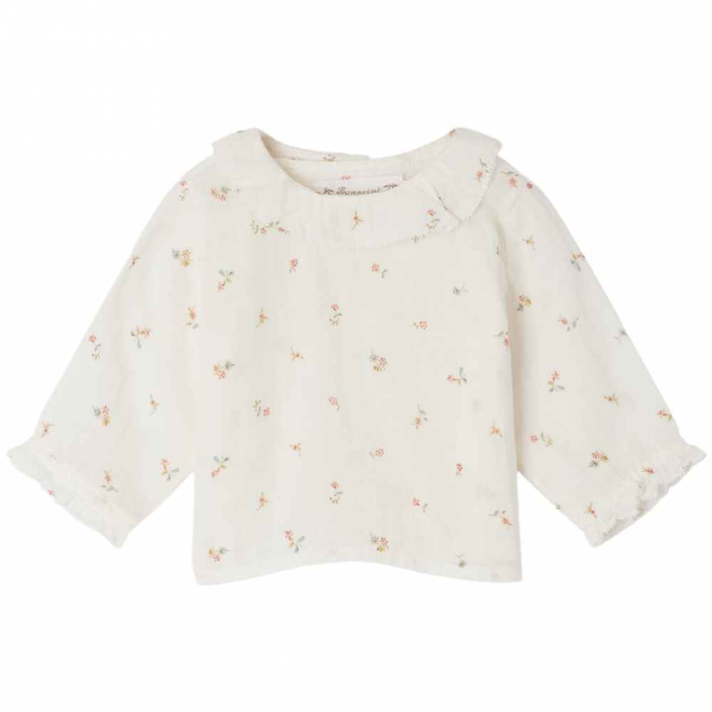 Bluse m/Blomster - Offwhite