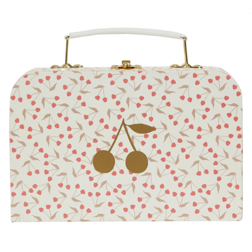 Kuffert m/Kirsebær-print - Pink