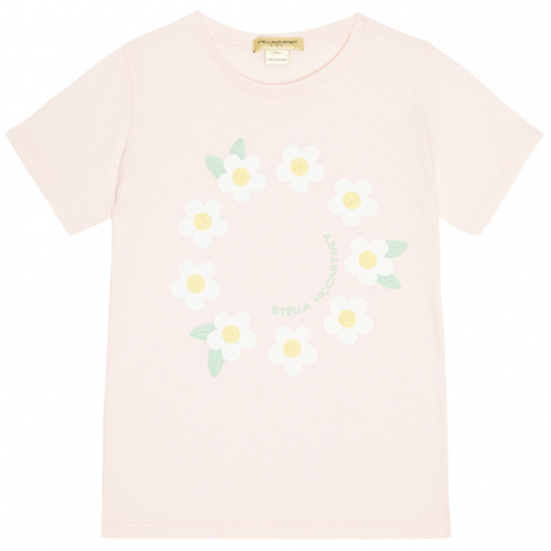 T-shirt m/Blomsterprint & Logo - Pink