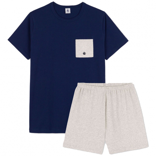 Pyjamas m/korte ærmer og shorts - Navy/Grå
