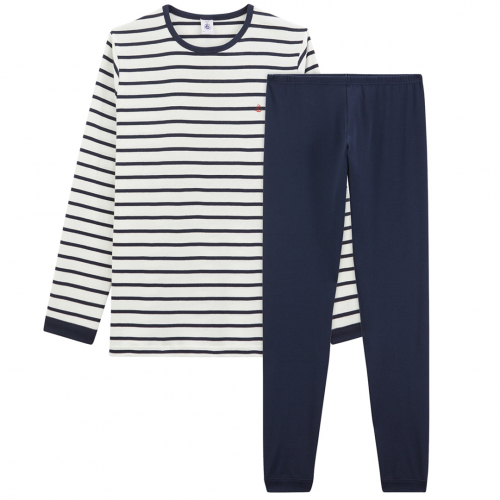 Pyjamas m/logo og strib - Navy/Offwhite