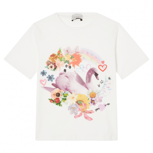T-Shirt m/Motiv af Svane - Ivory