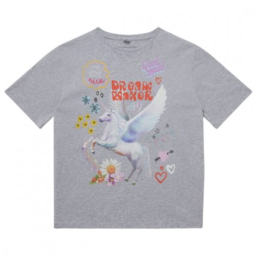 T-Shirt m/Unicorn Motiv - Grå